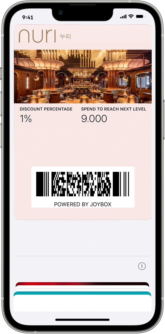 Restaurant in Kuwait using a discount card loyalty program, with rewards added to Google Wallet and Apple Wallet, powered by Joybox.